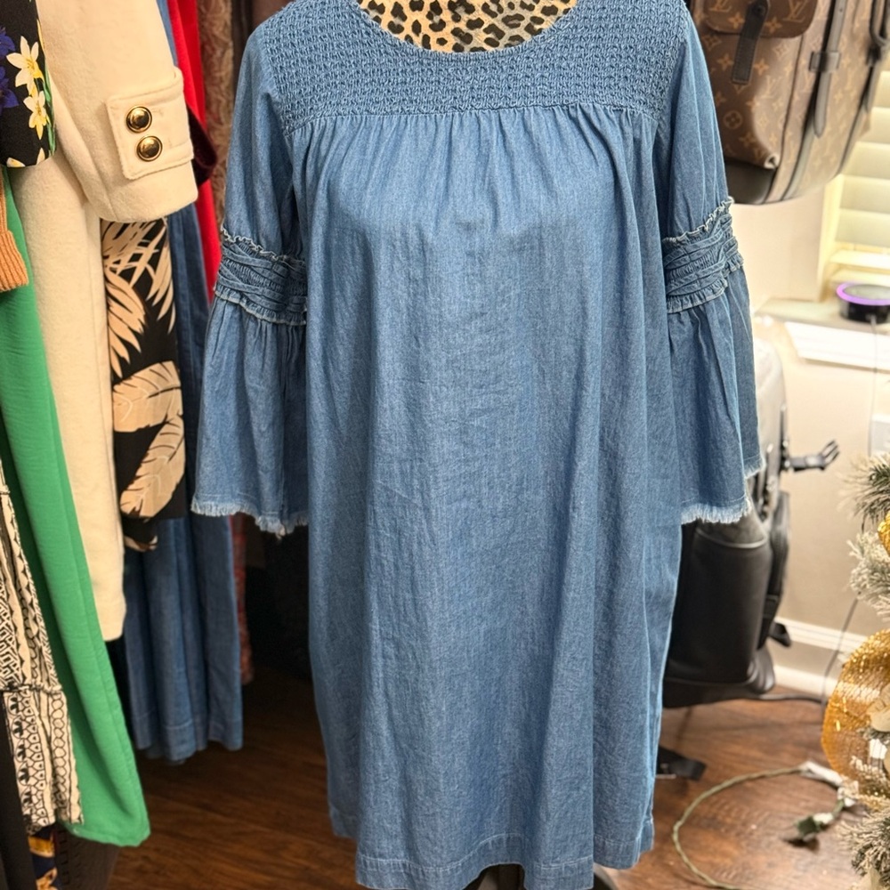 Blue Denim Smocked Dress
